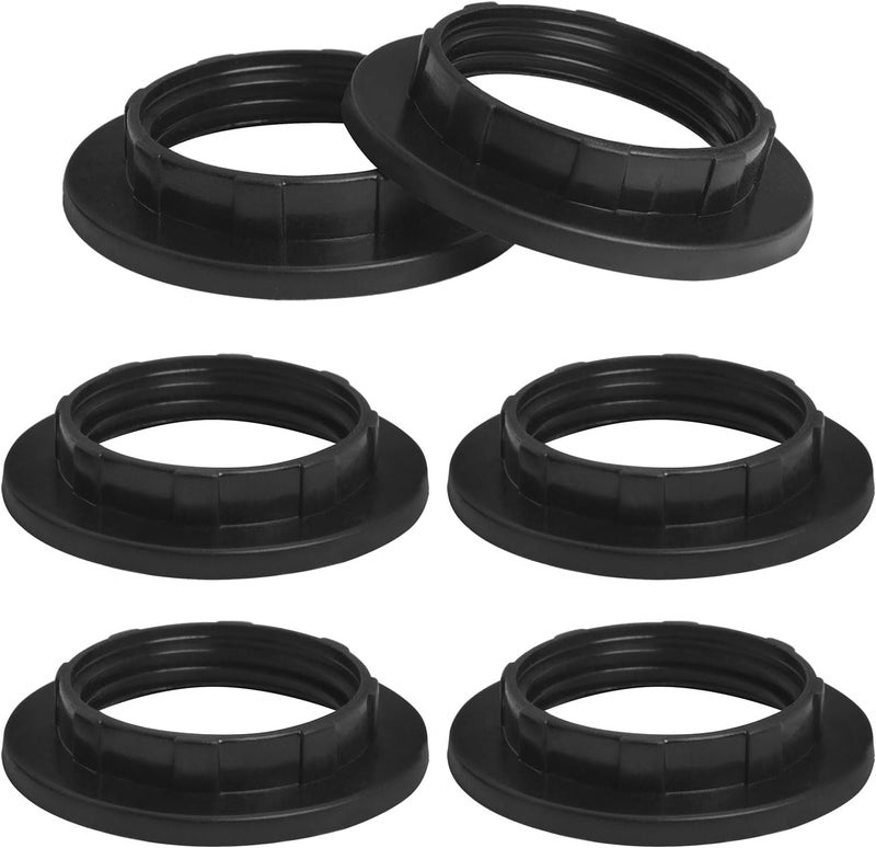 LUORNG 6PCS E14/E12 Lamp Shade Rings, Retaining Rings for Glass Lamp Shades/Light Fixtures, White(OD 43mm, ID 26mm) Black - Image 1